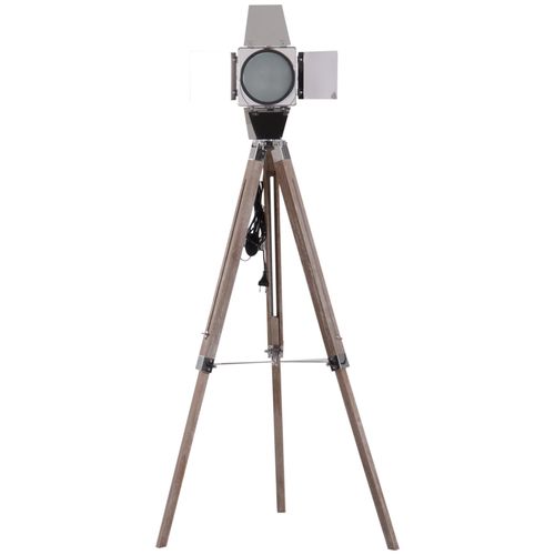 Lampadaire Tr?Pied Projecteur Style Industriel N?O-R?Tro Hauteur R?Glable 65l X 65l X 103-146h Cm Bois Acier M?Talis?