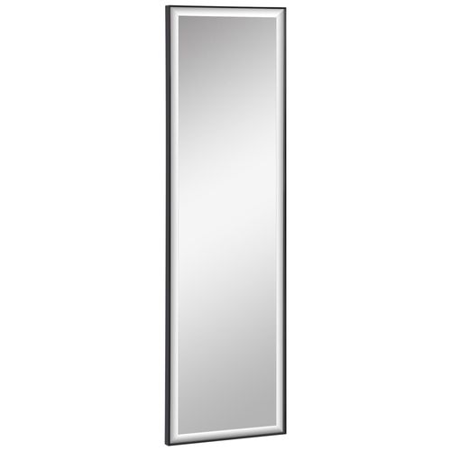 Miroir mural dim. 120L x 35l cm - film sécurité anti déflagrant, système attache inclus - cadre alliage alu. noir