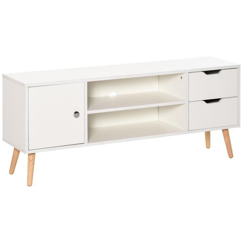 Meuble Tv Style Scandinave Pieds Pin Massif Blanc