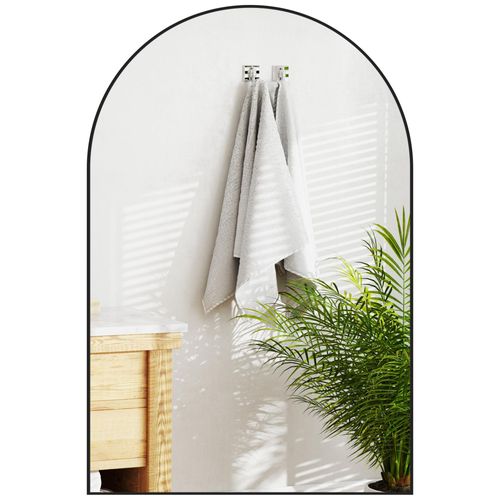 Miroir mural arqué 60 x 90 cm haute définition cadre alliage aluminium noir