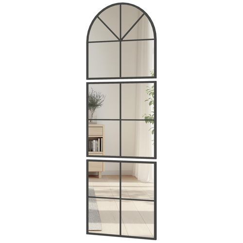 Miroir atelier - miroir triptyque métal 60x180 cm - miroir mural style verrière ensemble de 3 pièces - noir