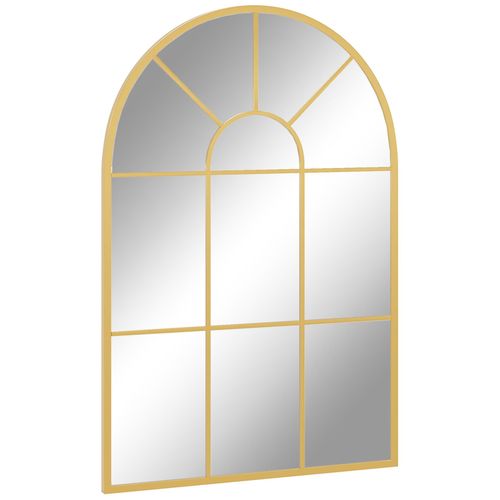 Miroir mural aspect verrière style classique chic - dim. 60L x 90H cm - métal doré verre 3 mm