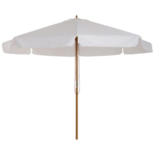 Parasol Droit Rond Grande Taille De Jardin ? 3,25 X 2,5h M Bois De Bambou Polyester Cr?Me