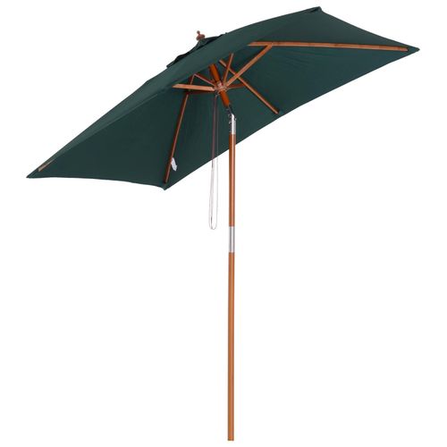 Parasol Rectangulaire Inclinable Bois Polyester Haute Densit? 2l X 1,5l X 2,3h M Vert Fonc?