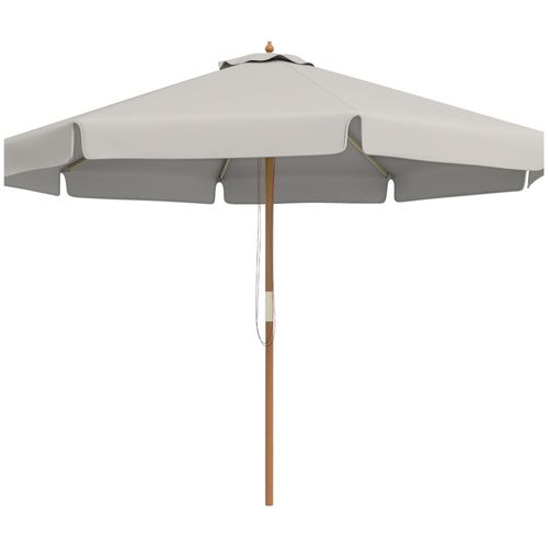 Parasol Droit Rond Grande Taille Bois De Bambou Polyester Gris