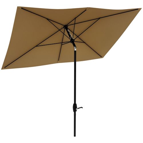 Parasol Rectangulaire Inclinable De Jardin Avec Manivelle Métal Polyester Haute Densité Anti Uv 50+ Chocolat
