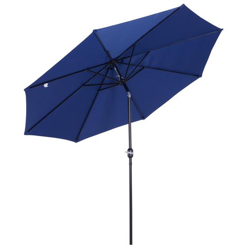 Parasol En M?Tal Rond Polyester 180g/M? Manivelle Inclinable ? 3 X 2,45 M Bleu