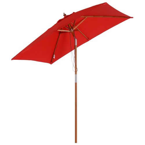 Parasol Rectangulaire Inclinable Bois Polyester Haute Densit? 2l X 1,5l X 2,3h M Rouge