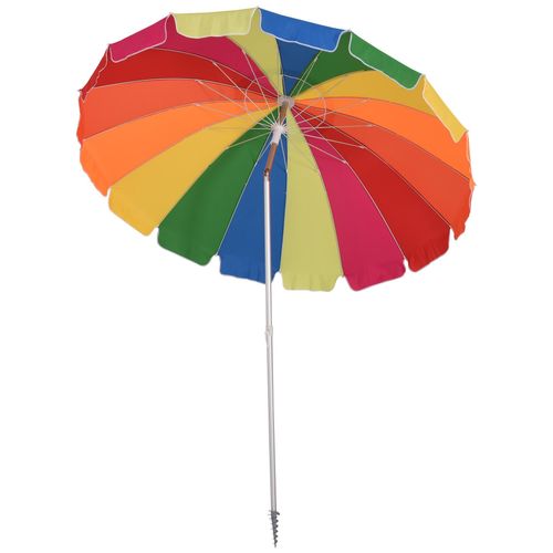 Parasol Inclinable Rond ? 220 Cm Tissu Polyester Haute Densit? Anti-Uv M?T D?Montable Alu Sac De Transport Inclu Multicolore