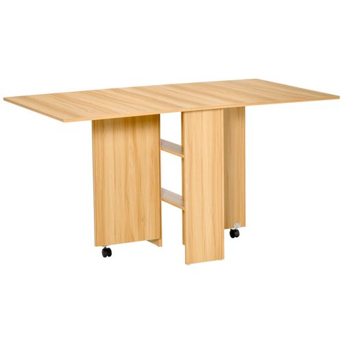 Table De Cuisine Salon Pliable Mobile Sur Roulettes 140l X 80l X 74h Cm 2 Étagères Intégrées Coloris Chên