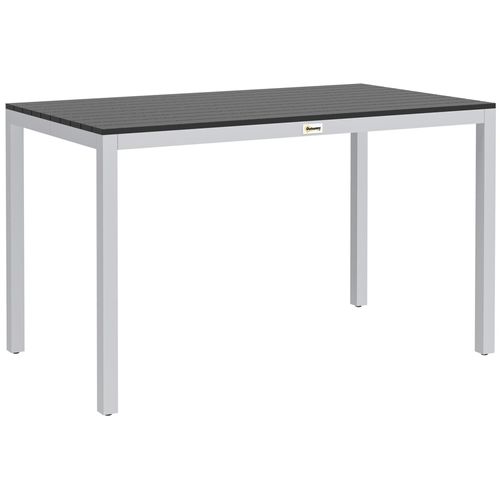 Table De Jardin Rectangulaire 4-6 Personnes Dim.120 X 70 X 72 Cm Aluminium Plateau À Lattes Effet Bois Noir