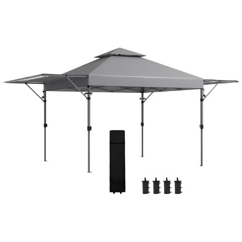 Tonnelle Pop-Up De Jardin Barnum Pliant 5 X 3 M - Sac À De Transport À Roulettes Inclus - Acier Oxford Gris