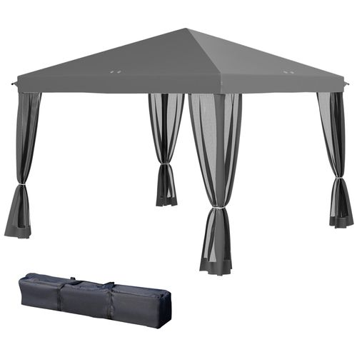 Tonnelle Barnum Pliant Style Colonial 2,95l X 2,95l X 2,6h M 4 Moustiquaires + Sac De Transport Gris