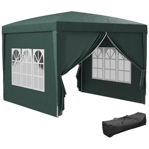 Tonnelle Barnum Pop-Up Pliant Dim. 3l X 3l X 2,58h M 2 Fenêtres Sac Transport Acier Oxford Vert