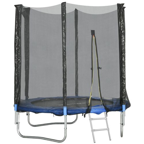 Trampoline D'extérieur Ø 180 Cm Avec Filet De Sécurité, Poteaux Rembourrés Et Échelle