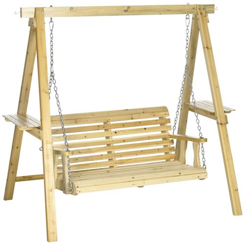 Balancelle De Jardin 2 Places En Bois Hauteur Réglable - 196 X 120 X 171 Cm
