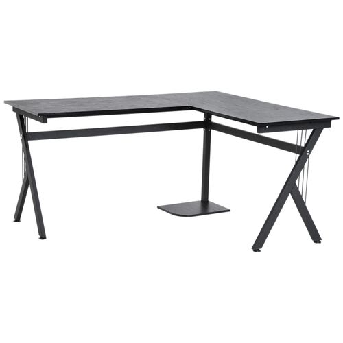 Bureau D'angle Informatique Design Contemporain 155l X 130l X 76h Cm Mdf Acier Noir