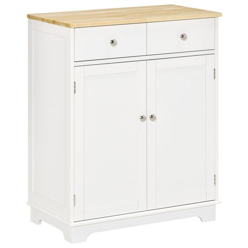 Buffet 2 Portes ¿Tag¿Re 2 Tiroirs Plateau Bois D'h¿V¿A Mdf Blanc