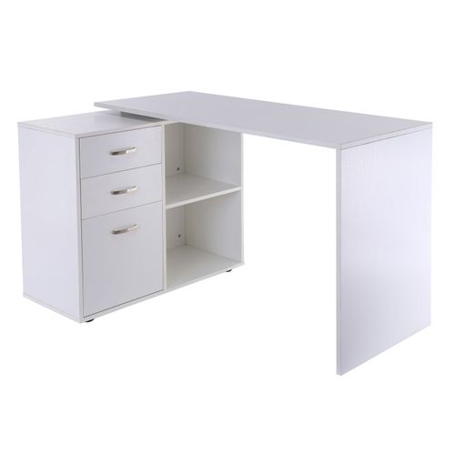 Bureau D'angle Bureau Droit Modulable 2 En 1 Blanc