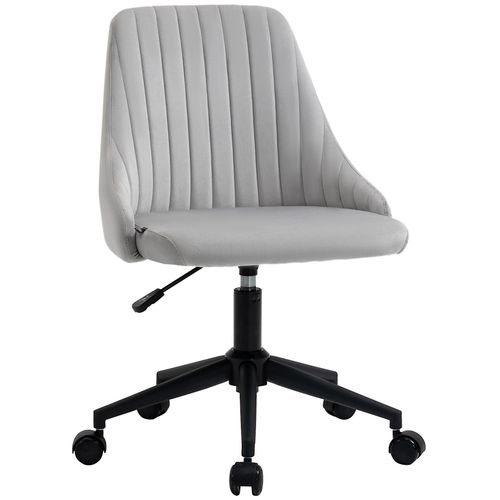 Vinsetto Chaise De Bureau Design Contemporain Dossier Enveloppant Strié Hauteur Réglable Pivotant 360° Aspect Velours Gris Clair