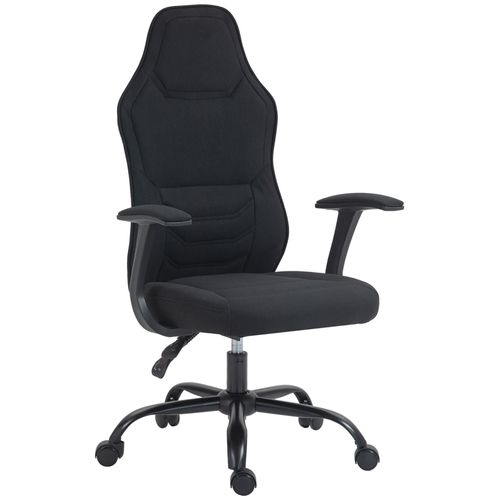 Fauteuil Gamer Ergonomique - Chaise De Bureau Gaming - Réglable - Dossier Inclinable - Tissu Noir