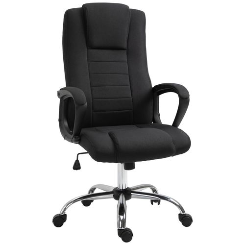 Homcom Fauteuil De Bureau À Roulettes Chaise Manager Ergonomique Pivotante Hauteur Réglable Lin Noir