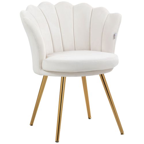 Chaise Coquillage Chaise Design Pieds Métal Dorés Effilés Velours Crème