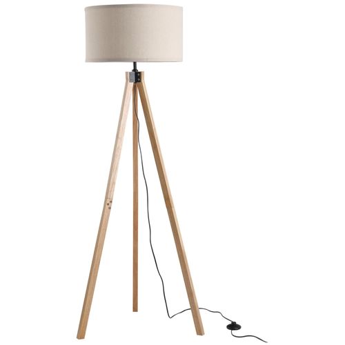 Lampadaire Trépied Style Scandinave 40 W Max. Dim. 45l X 45l X 152h Cm Bois De Pin Lin Beige