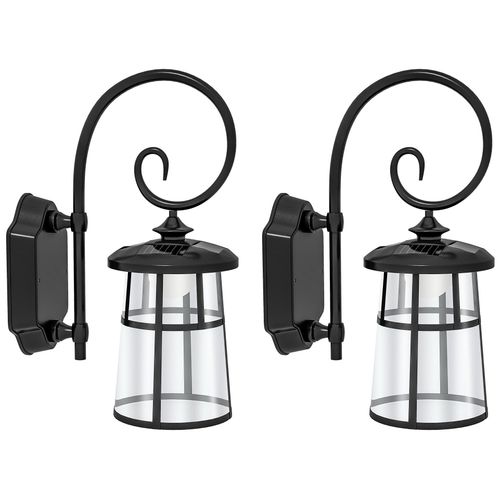 Lot De 2 Appliques Murales Solaires Led Extérieures Métal Abs Noir