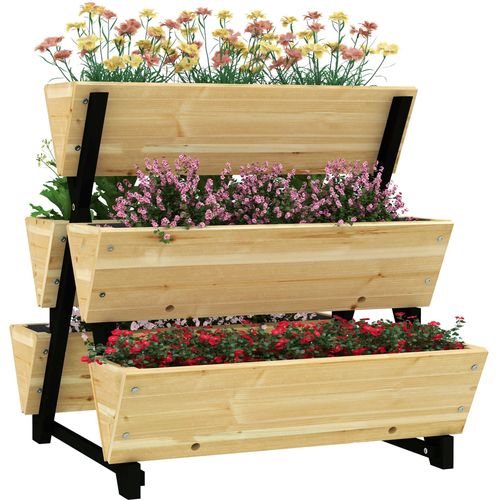 Jardinière Escalier 5 Bacs Design - Dim. 75l X 78lx 77h Cm - Bois Sapin Pré-Huilé Noir