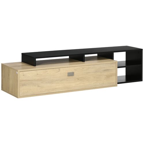 Meuble Tv Réversible Design Contemporain Aspect Chêne Clair Noir
