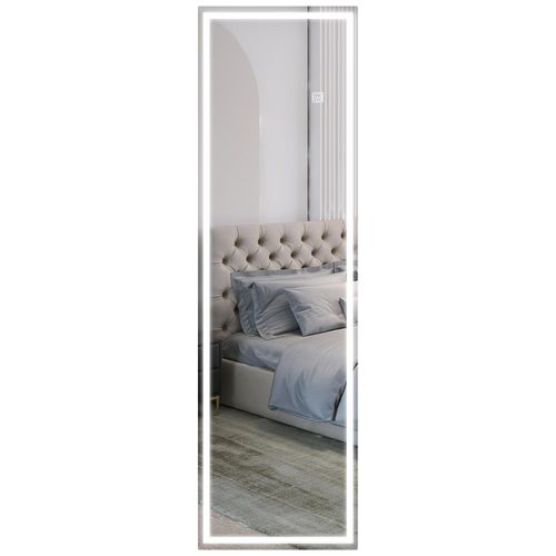 Miroir mural plein pied rectangulaire avec LED réglable, interrupteur tactile, verre épais 4mm, 40 x 120 cm - pour chambre, salon, salle de bain