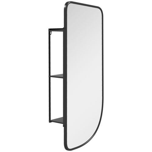 Miroir mural forme organique dim. 40L x 86H cm - 3 étagères - noir