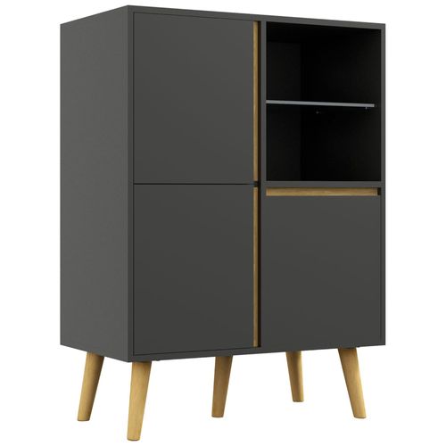 Buffet Sur Pied Design Scandinave Aspect Bois Clair Gris