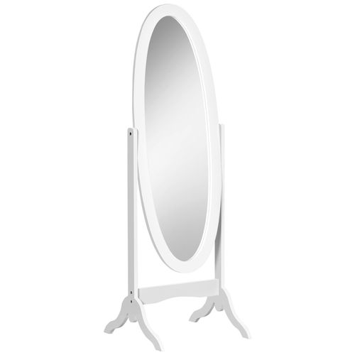 Miroir à pied ovale style shabby chic inclinaison réglable dim. 47L x 45l x 154H cm MDF blanc