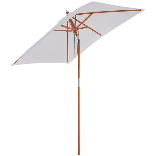 Outsunny Parasol Rectangulaire Inclinable Bois Polyester Haute Densité 2l X 1,5l X 2,3h M