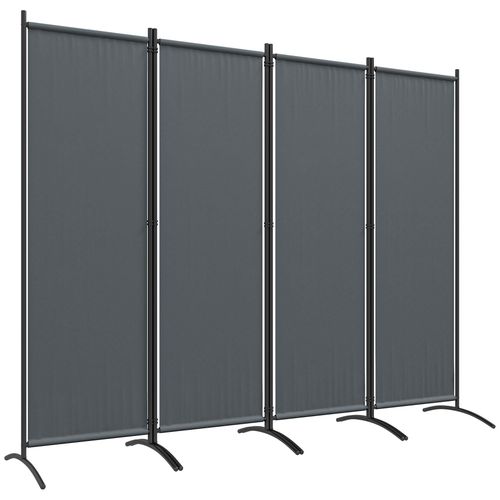 Brise-vue paravent sur pied séparateur 4 panneaux pliables dim. 221 x 172 cm métal polyester haute densité gris