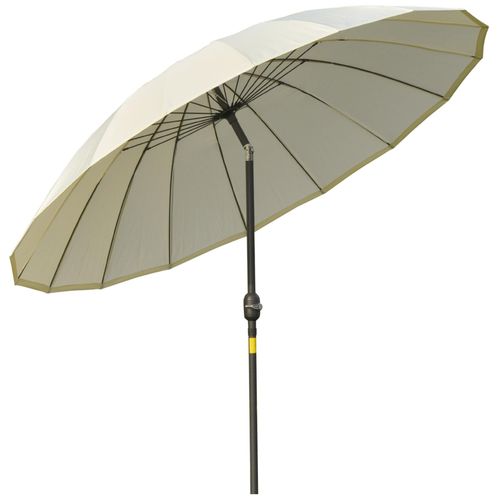 Parasol Inclinable Rond Avec Manivelle M?Tal Fibre De Verre ? 2,55 M Polyester Haute Densit? Beige