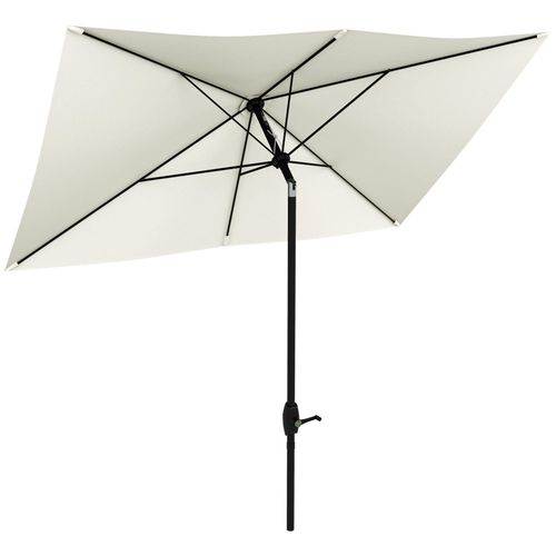Parasol Rectangulaire Inclinable De Jardin Avec Manivelle Métal Polyester Haute Densité Anti Uv 50+ Crème