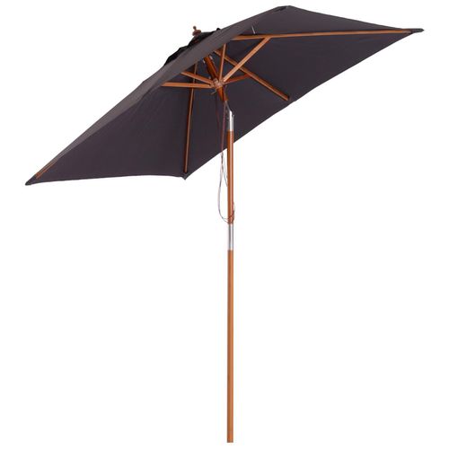 Parasol Rectangulaire Inclinable Bois Polyester Haute Densit? 2l X 1,5l X 2,3h M Gris Fonc?