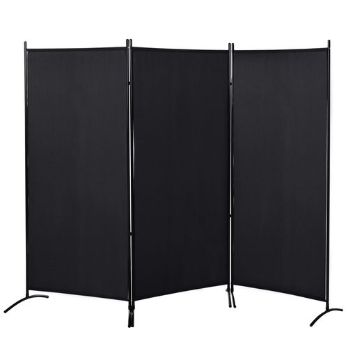 Paravent 3 panneaux sur pied métal époxy polyester haute densité noir