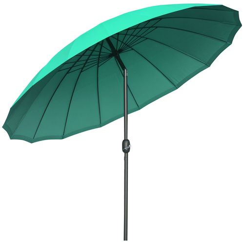 Parasol Inclinable Rond Avec Manivelle M?Tal Fibre De Verre ? 2,55 M Polyester Haute Densit? Vert