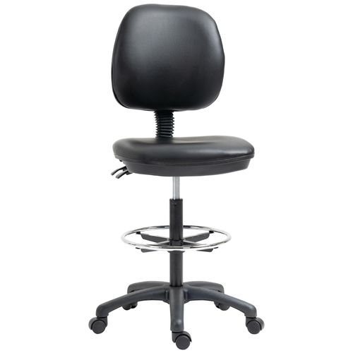 Tabouret À Roulettes Réglable En Hauteur 69-91 Cm Avec Dossier Inclinable Et Repose-Pieds Réglable