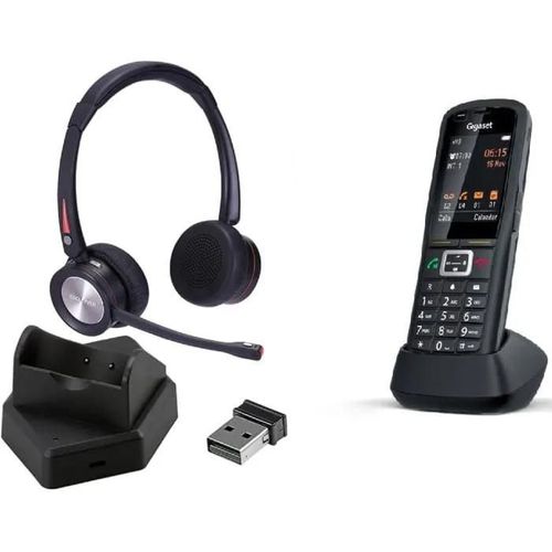 Cleyver - Casque Cleyver NW35 UC + Téléphone sans Fil S700H Pro ¿ PC, DECT ¿ Audio HD, Mobilité, Télétravail & Bureau Professionnel