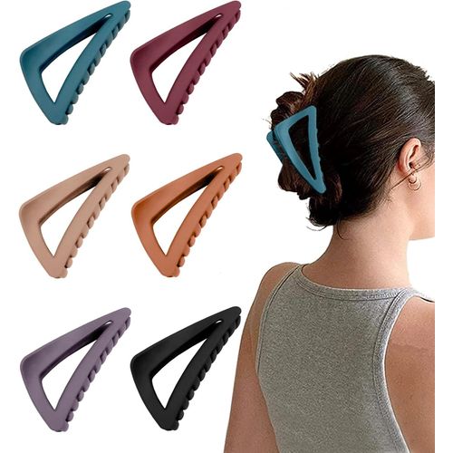 Shiba-Pinces À Cheveux Françaises, 6 Pièces Triangle Pince Cheveux Moyenne Femme Adulte, Non Slip Griffe Hair Claw Clips Pour Fill[8