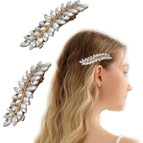SHIBA-2pcs Womens Large Hair Clips,Crystal Hair Clips,Shiny Bridal Hair Clips,Womens Hair Clips Womens Anti-slip Large Hair Clips [2