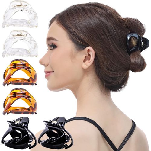 Shiba-Roche Ornament 6 Pcs Femmes Ovale Creux Pince À Mâchoire Courbe Barrette Dents Emboîtables Sans Glissement Grip Beauté Mode [3