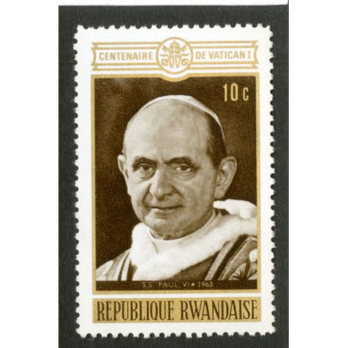Timbre Non Oblitéré République Rwandaise, Centenaire De Vatican I, 10c, S.S.Paul Vi, 1963