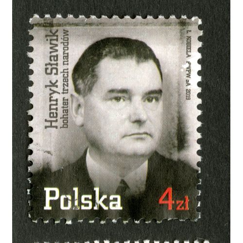 Timbre Oblitéré Polska, Henryk Slawik, Bohater Trzech Narodow, 4 Zl