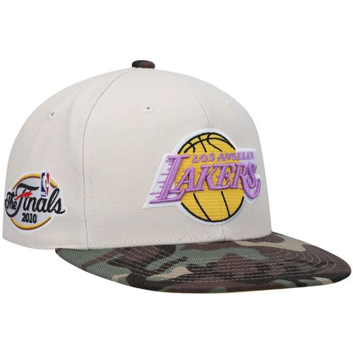 Mitchell & Ness Crème Pour Hommes Los Angeles Lakers Hardwood Classics 2010 Nba Finals Patch Off White Camo Fitted Hat